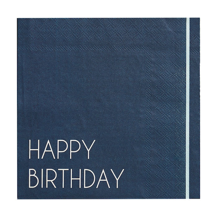 Happy Birthday Servietter i Blå 16x
