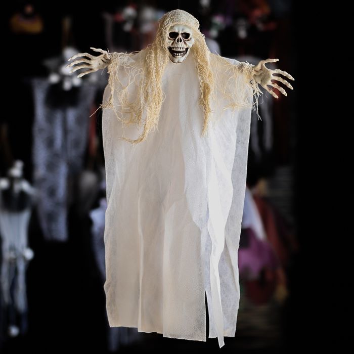 Hvidt skelet spøgelse halloween dekoration - 45x35 cm