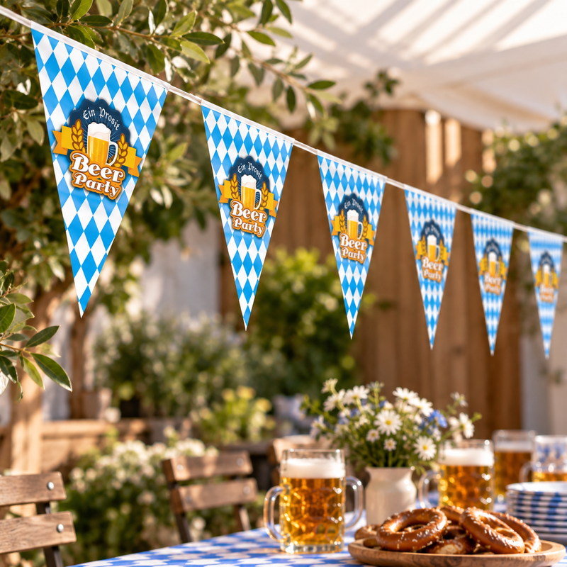 Oktoberfest flagranke med 10 flag 20x30 cm - 5 m