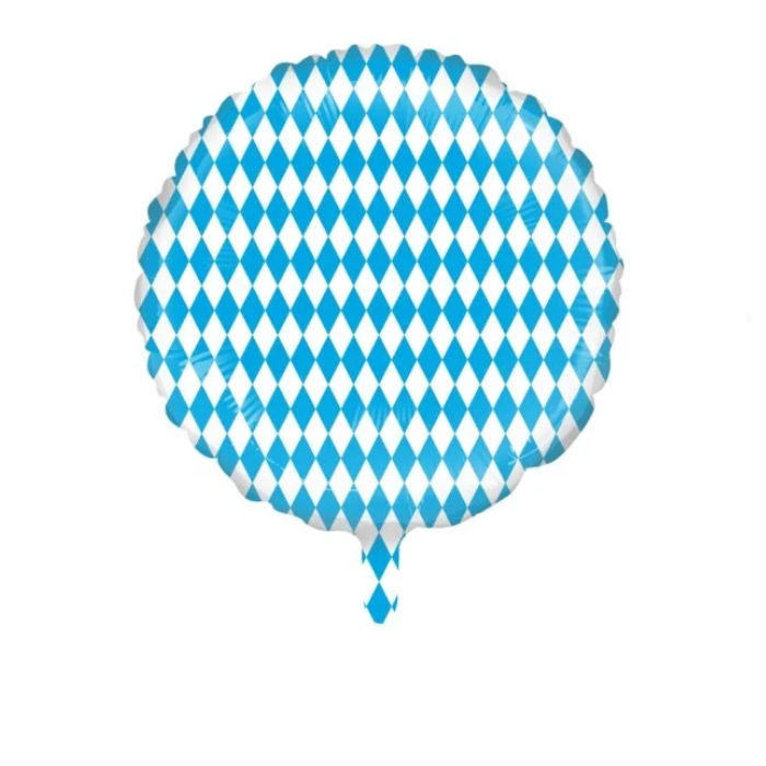 Oktoberfest folieballon i hvid og blå 45 cm