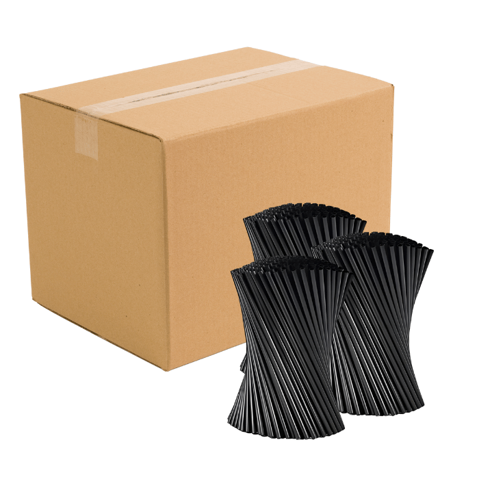 Sorte plastik sugerør ø6 mm 6000x – 20 cm