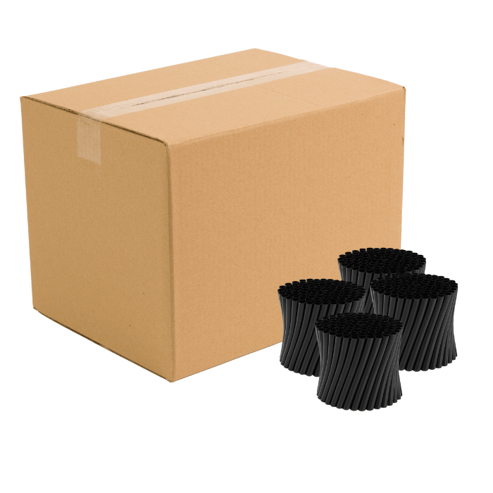 Sorte plastik sugerør ø8 mm 3000x – 15 cm