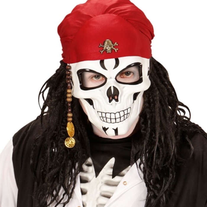 Pirat skelet maske med rød bandana
