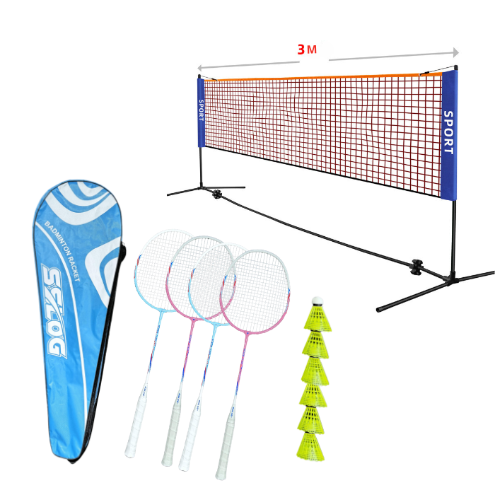 Billede af Badmintonsæt m. net, 4 ketchere og 6 bolde