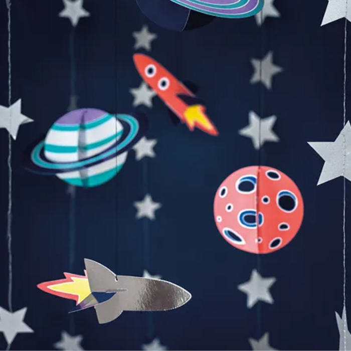 Loftdekorationer med planet og raket motiver 5x - 17-19 cm