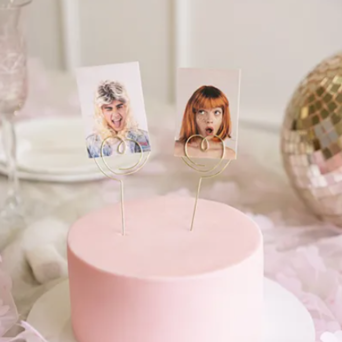 Guld hjerte kagetoppere til fotos 2x - 12x4 cm