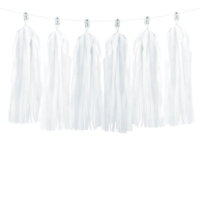 Guirlande med Hvide Kvaster - 2 meter