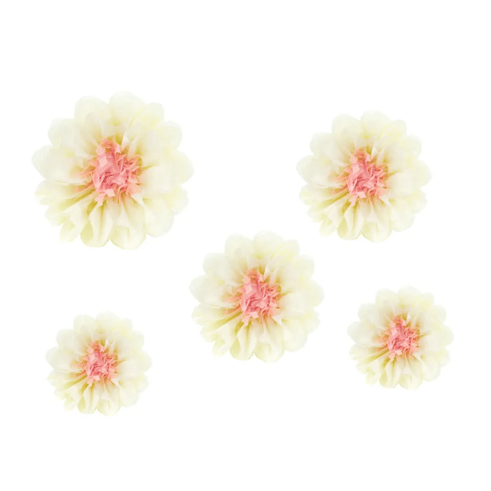 Silkepapirs blomster dekorationer 5x - 20-30 cm
