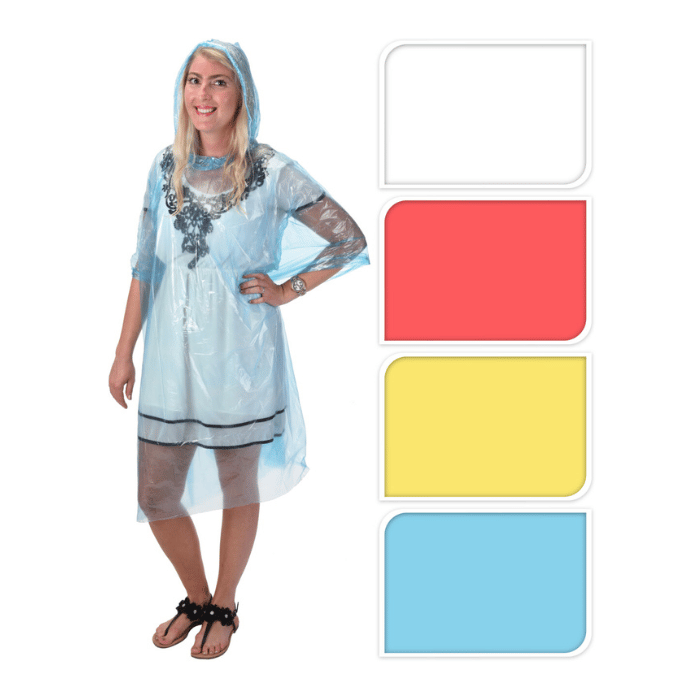 Engangs regnponcho ass. – onesize