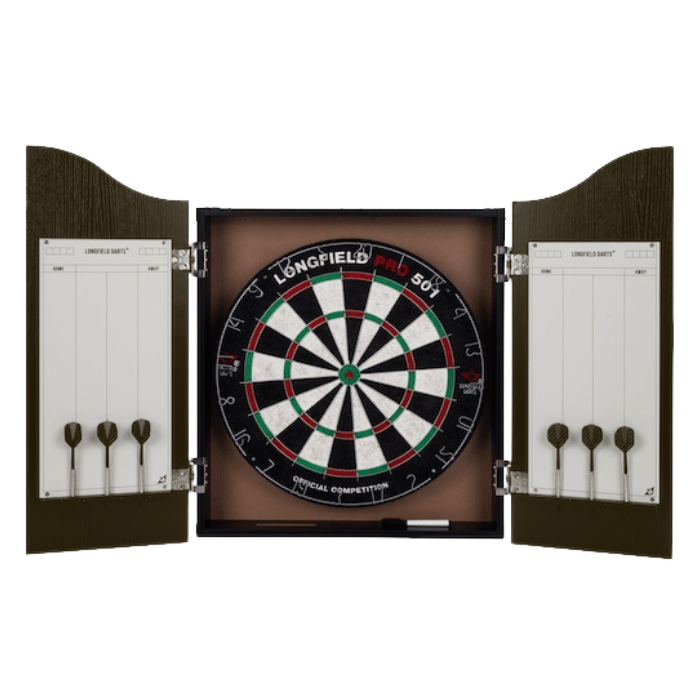 Dartskab inkl. dartskive, 6 pile og scoretavle