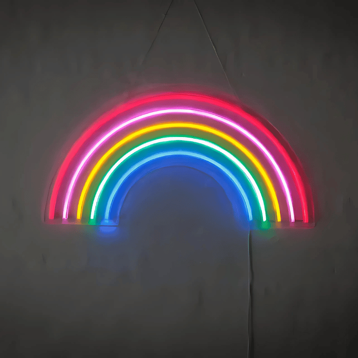 Regnbue neon LED skilt – 32×63 cm