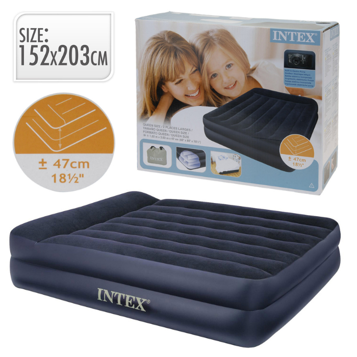 Intex luftmadras med indbygget pumpe 203x152x42 cm