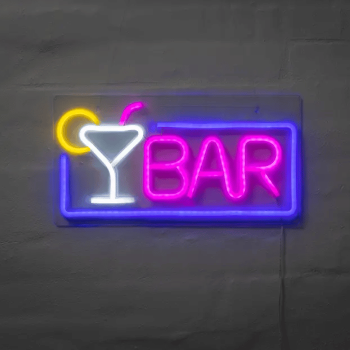 Bar neon LED skilt – 23×43 cm