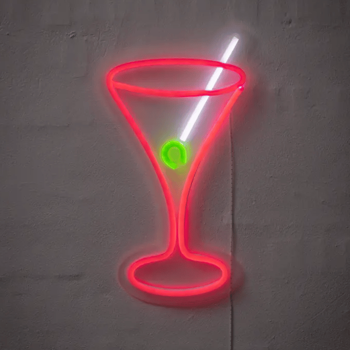 Cocktail neon LED skilt – 36×21 cm