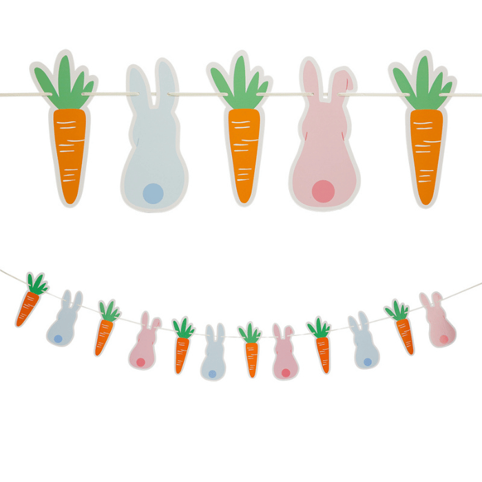 Påske guirlande med kaniner og gulerødder - 2,4 m