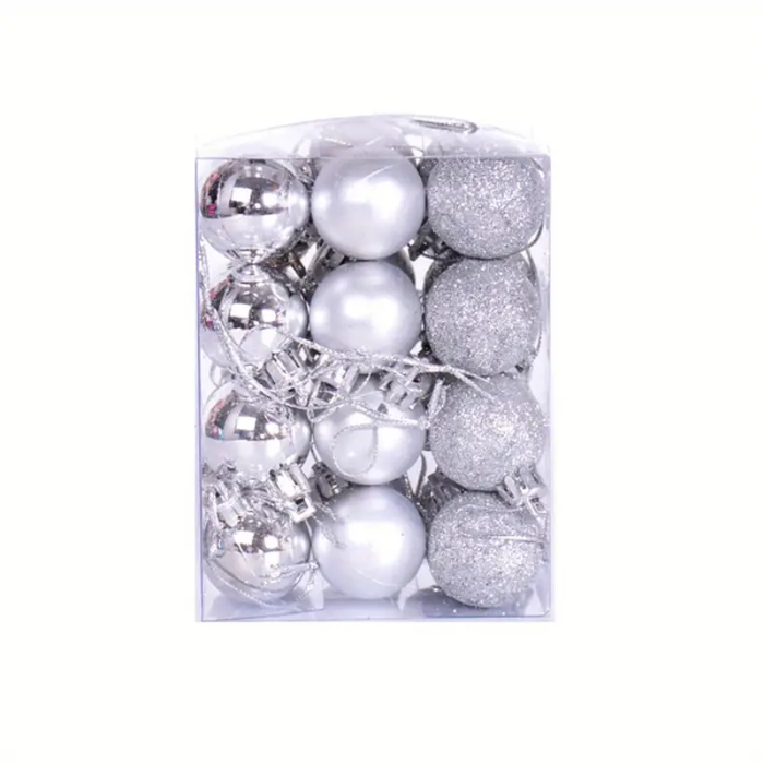 Sølv julekugler 36x - 3 cm