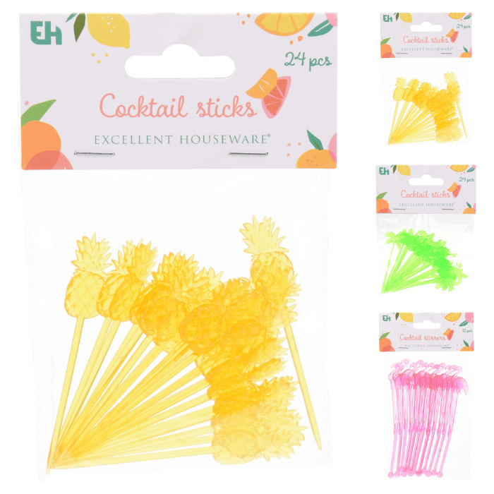 Cocktail pinde hawaii motiver 24x – 8 cm