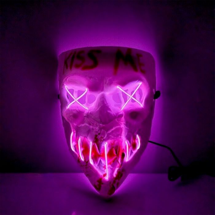 Uhyggelig halloween LED maske - Maske med rød skrift