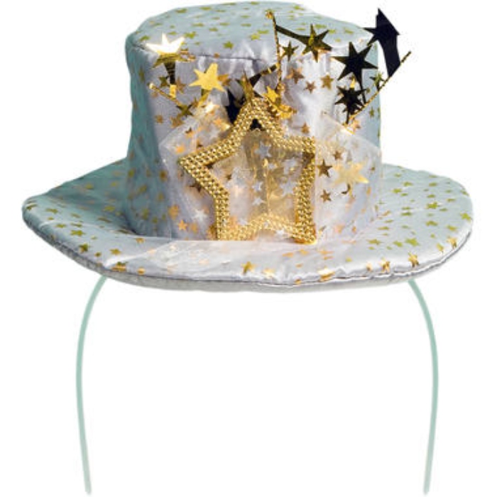 Sølv hat med guld stjerne 20x3 cm