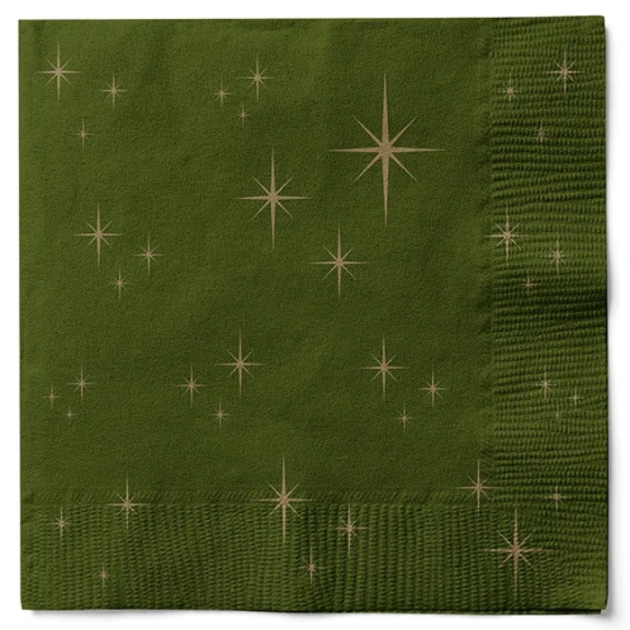 Servietter i grøn med stjerner 20x Det Gamle Apotek