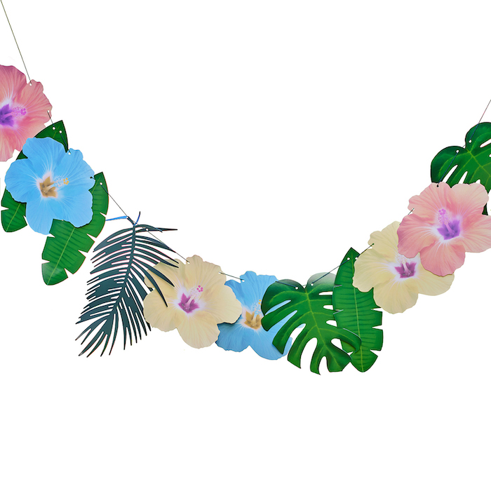 Billede af Palme guirlande inkl. farverige Hawaii blomster - 2 meter