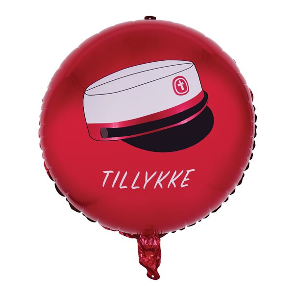 Rød Hue Tillykke Folieballon - 45 cm