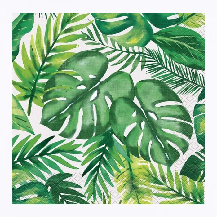 Tropiske Servietter i grøn med blad motiver 16x