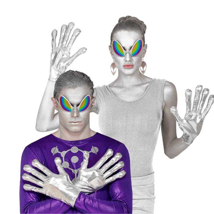 Alien handsker metallisk sølv – one-size