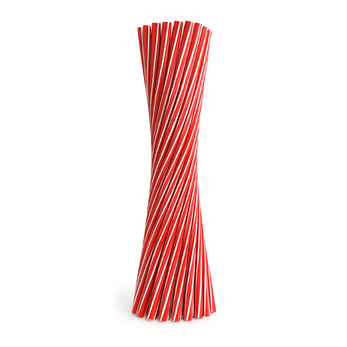 6×220 mm sugerør 50x rød genanvendelige