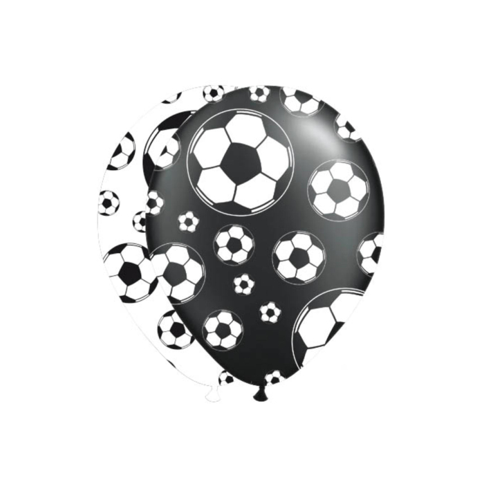 Balloner med fodbold motiver sort og hvid 8x - 30 cm