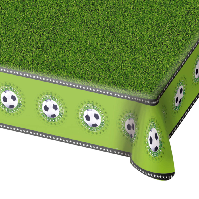 Grøn borddug med fodbold motiv 130x180 cm