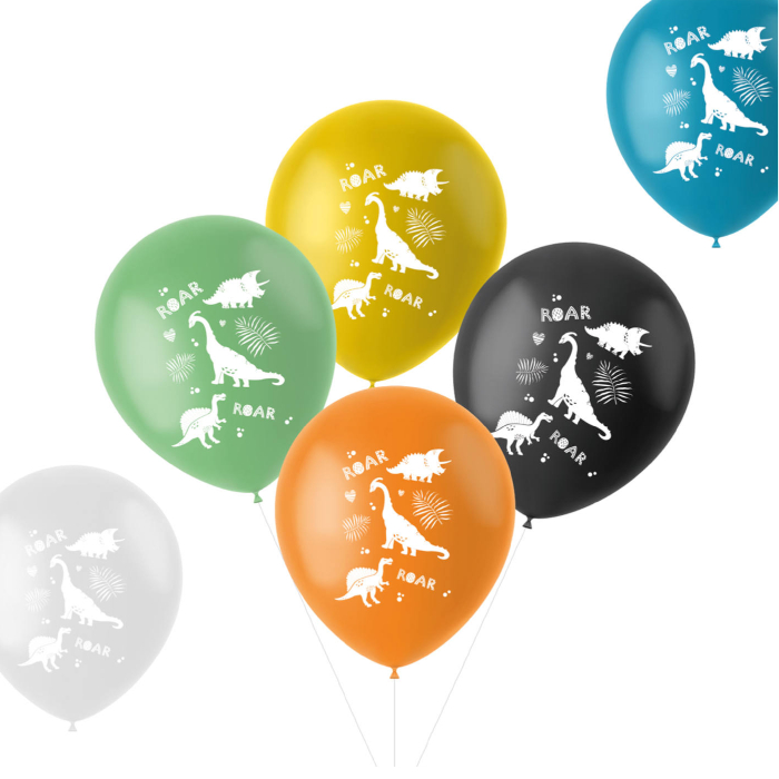 Balloner med dinosaur motiver 6x - 33 cm