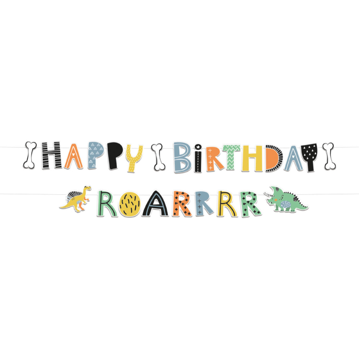 Dinosaur guirlande happy birthday 2x - 14x150 cm