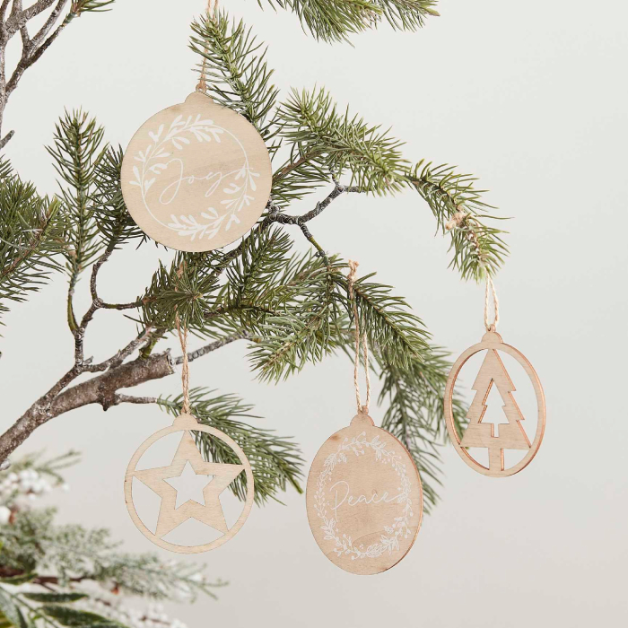 Hængende juletræ dekorationer træ 4x - 9x8 cm