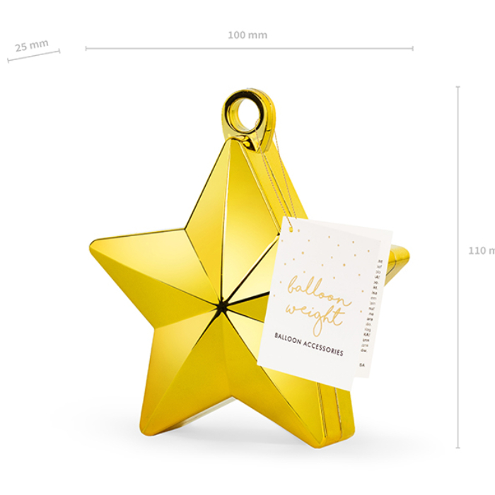 Stjerneformet guld ballonvægt 10x11 cm
